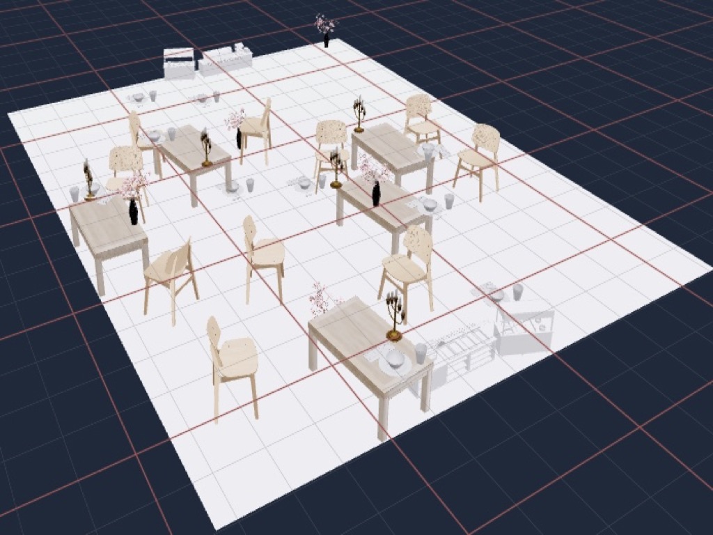 RoboLayout generated scene - dining area